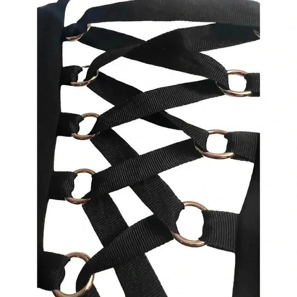 NUDE apparel black dress bodycon with corseted front medium - Picture 1 of 9